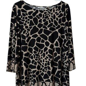 Susan Graver Women Size US Large Cheetah Shirt Stretch Office Career Modern City